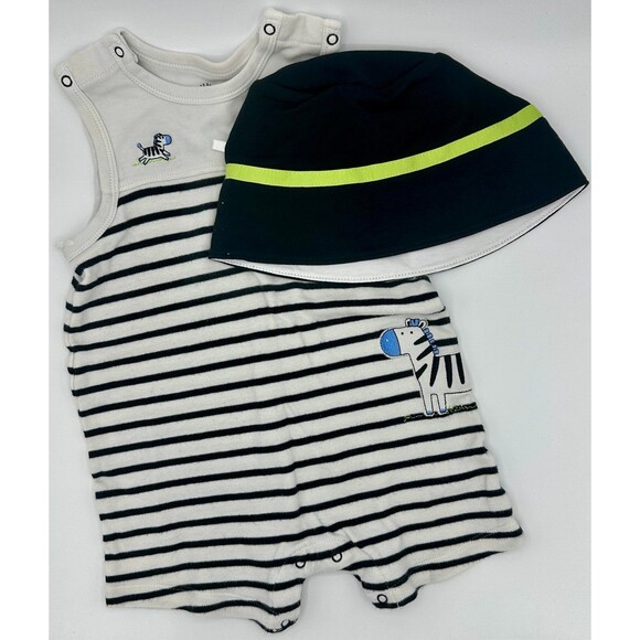 Little Me 2-Piece Set. Black White Zebra Stripe Romper Hat (960) - Picture 1 of 2